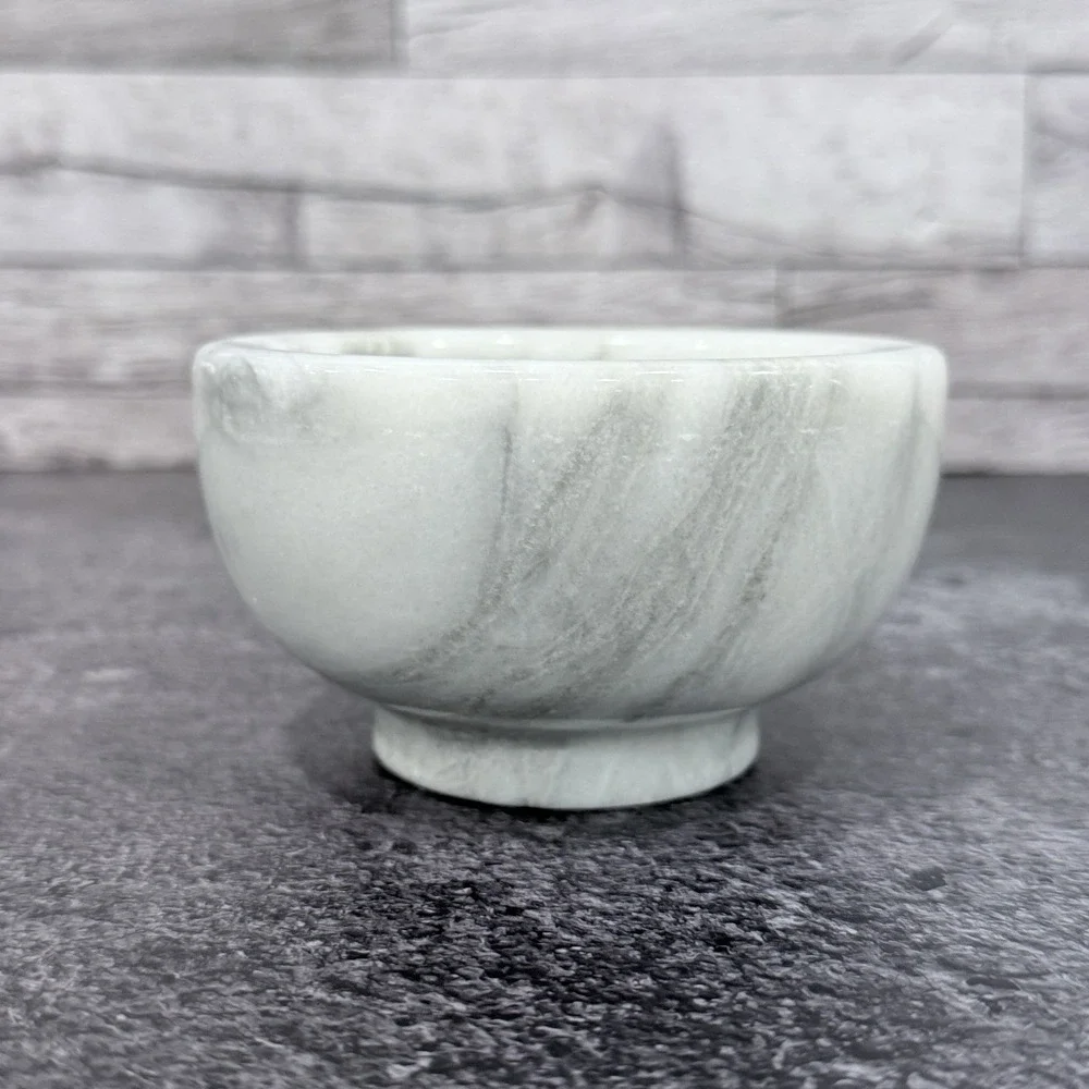 Marble Salt Pinch Bowl White and Gray 4.5
